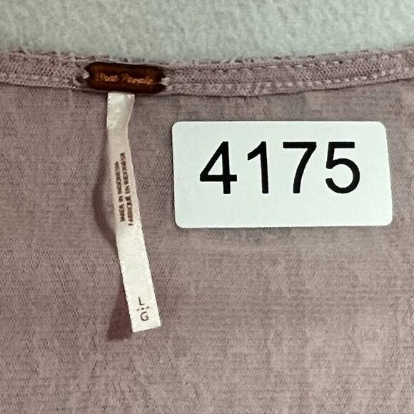 Free People Top L Luisa Mystic Lavender Lace Long Sleeve Babydoll Scalloped Trim - Picture 5 of 10